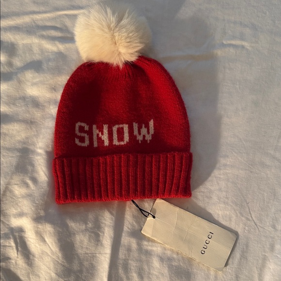 Gucci Accessories - Gucci Red Wool Beanie New tags 2019. Unisex. Super cute!